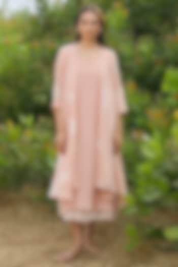 Blossom Pink Muslin Cotton Floral Printed Jacket Summer Dress by Vaayu at Pernia's Pop Up Shop