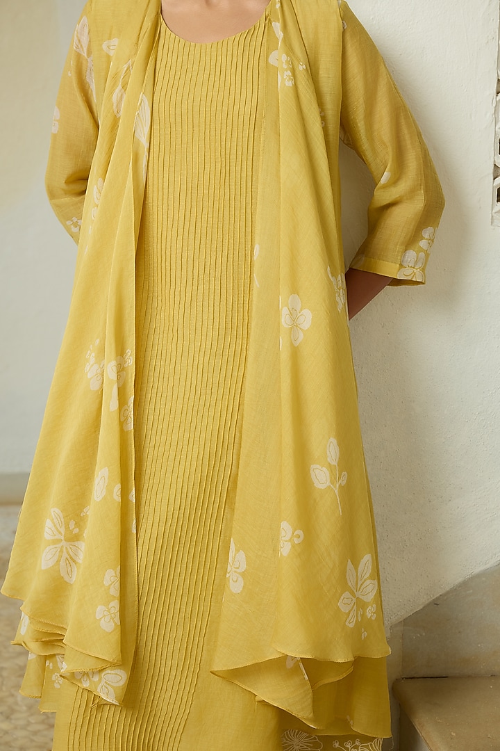Rue-Colored Muslin Cotton Thread Embroidered Midi Summer Dress by Vaayu at Pernia's Pop Up Shop