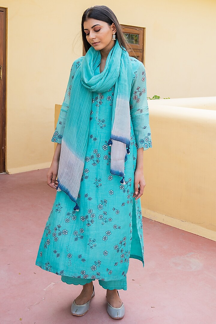Umaid electric blue kurta set