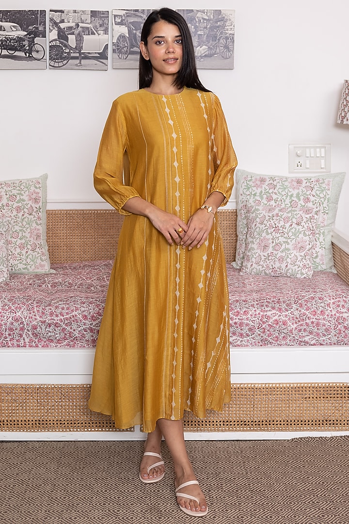 Honeycomb Cotton Muslin Printed Midi Summer Dress by Vaayu at Pernia's Pop Up Shop