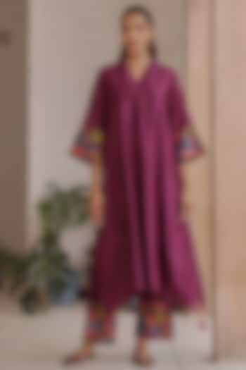 Amethyst Giza Silk Printed Co-Ord Set by Vaayu at Pernia's Pop Up Shop