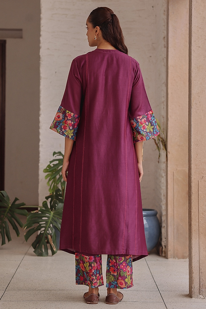 Amethyst Giza Silk Printed Co-Ord Set by Vaayu at Pernia's Pop Up Shop