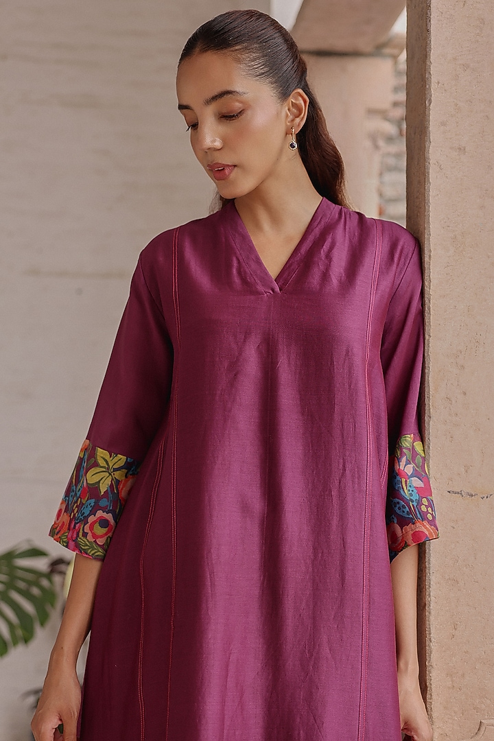 Amethyst Giza Silk Printed Co-Ord Set by Vaayu at Pernia's Pop Up Shop