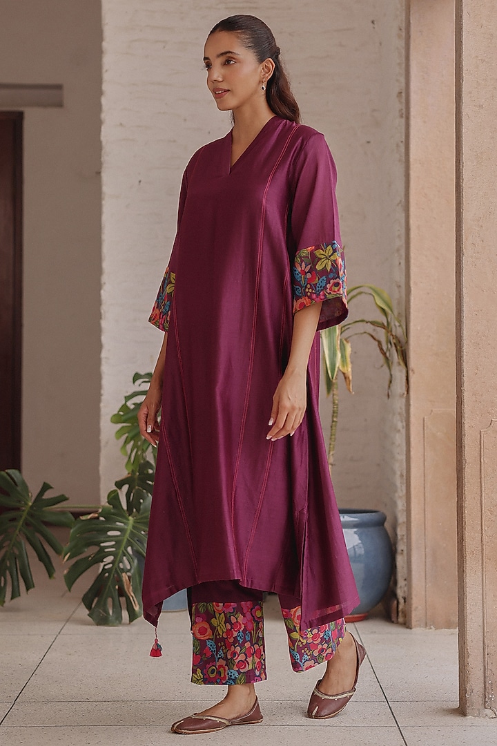 Amethyst Giza Silk Printed Co-Ord Set by Vaayu at Pernia's Pop Up Shop