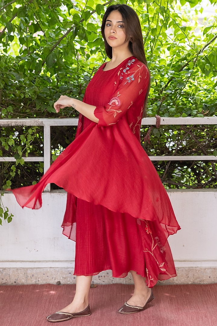 Camellia Muslin Cotton Floral Applique Embroidered Jacket Summer Dress by Vaayu at Pernia's Pop Up Shop