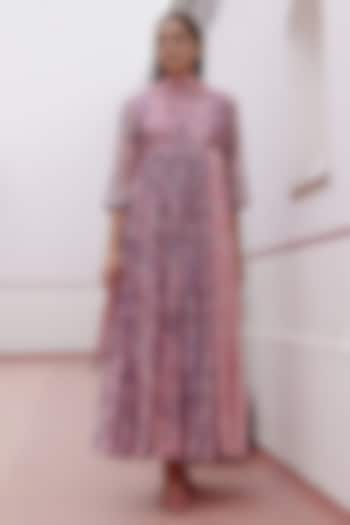 Tulip Pink Muslin Cotton Floral Printed Anarkali Set by Vaayu at Pernia's Pop Up Shop