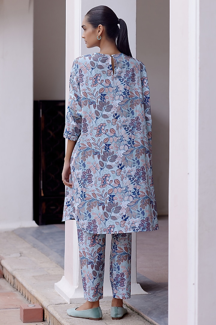 Sage Muslin Cotton Floral Printed Co-Ord Set by Vaayu at Pernia's Pop Up Shop