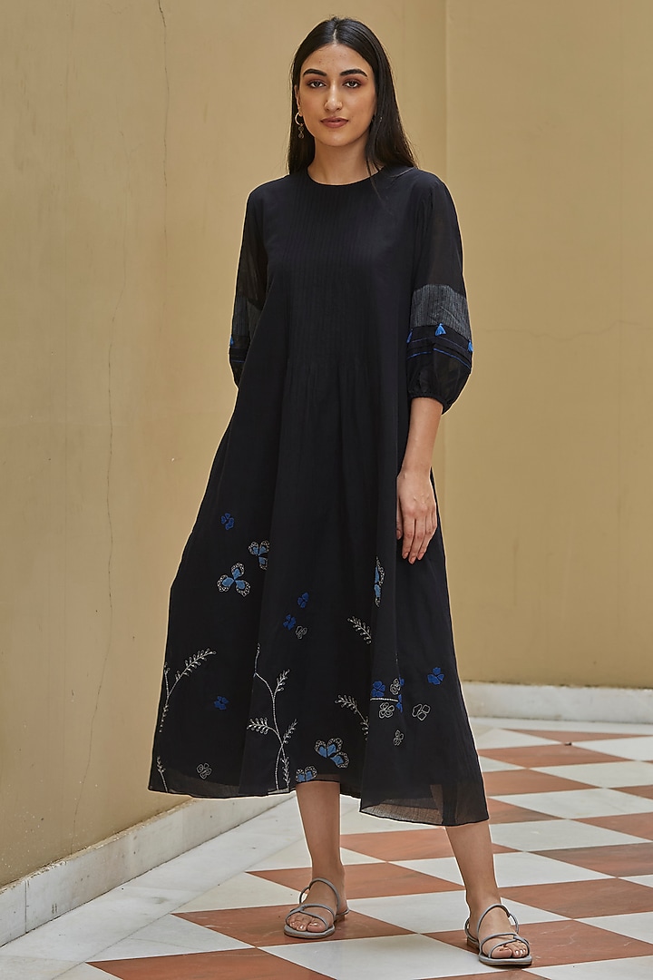 Onyx Embroidered Summer Dress by Vaayu at Pernia's Pop Up Shop