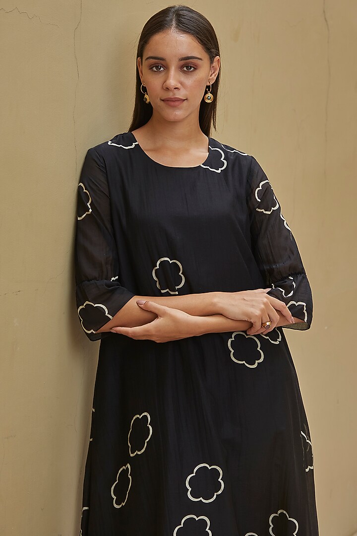Onyx Floral Printed Midi Summer Dress by Vaayu at Pernia's Pop Up Shop