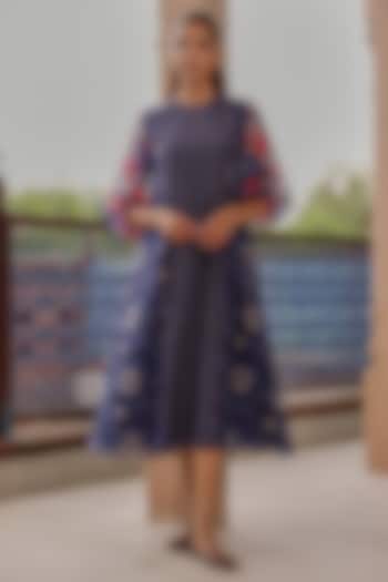 Indigo Muslin Cotton Printed Summer Dress by Vaayu at Pernia's Pop Up Shop
