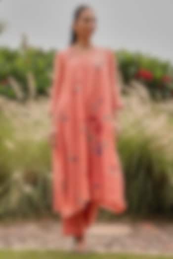 Magnolia Muslin Cotton Applique Embroidered Kurta Set by Vaayu at Pernia's Pop Up Shop