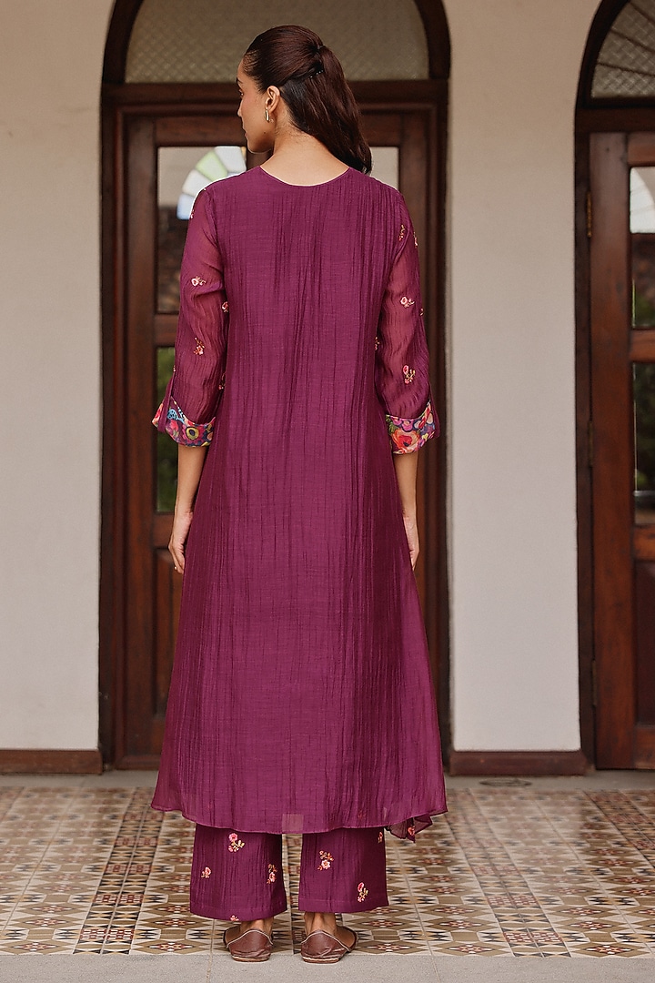 Amethyst Muslin Cotton Embroidered Co-Ord Set by Vaayu at Pernia's Pop Up Shop