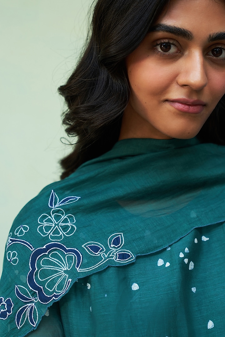 Emerald Muslin Cotton Floral Printed Party Wear Anarkali Set by Vaayu at Pernia's Pop Up Shop