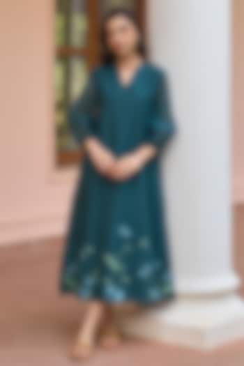 Jade Muslin Cotton Embroidered Summer Dress by Vaayu at Pernia's Pop Up Shop