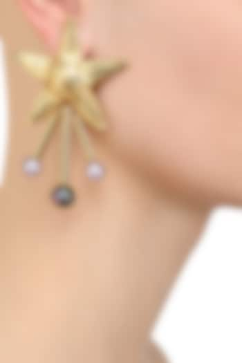 Valliyan by Nitya Arora presents Gold plated semi precious stone star earrings available only at Pernia's Pop Up Shop.