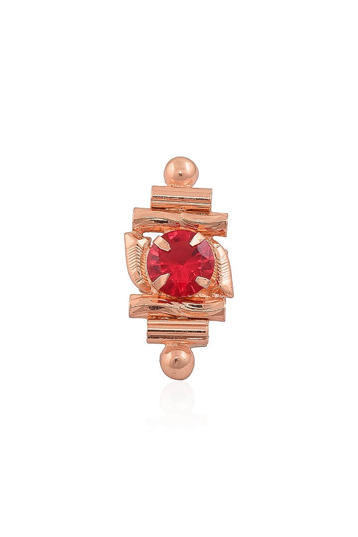 Valliyan by Nitya Arora presents Rose gold finish red stone middie ring available only at Pernia's Pop Up Shop.