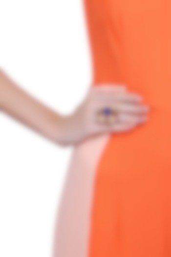 Valliyan by Nitya Arora presents Rose gold finish blue stone flower middie ring available only at Pernia's Pop Up Shop.