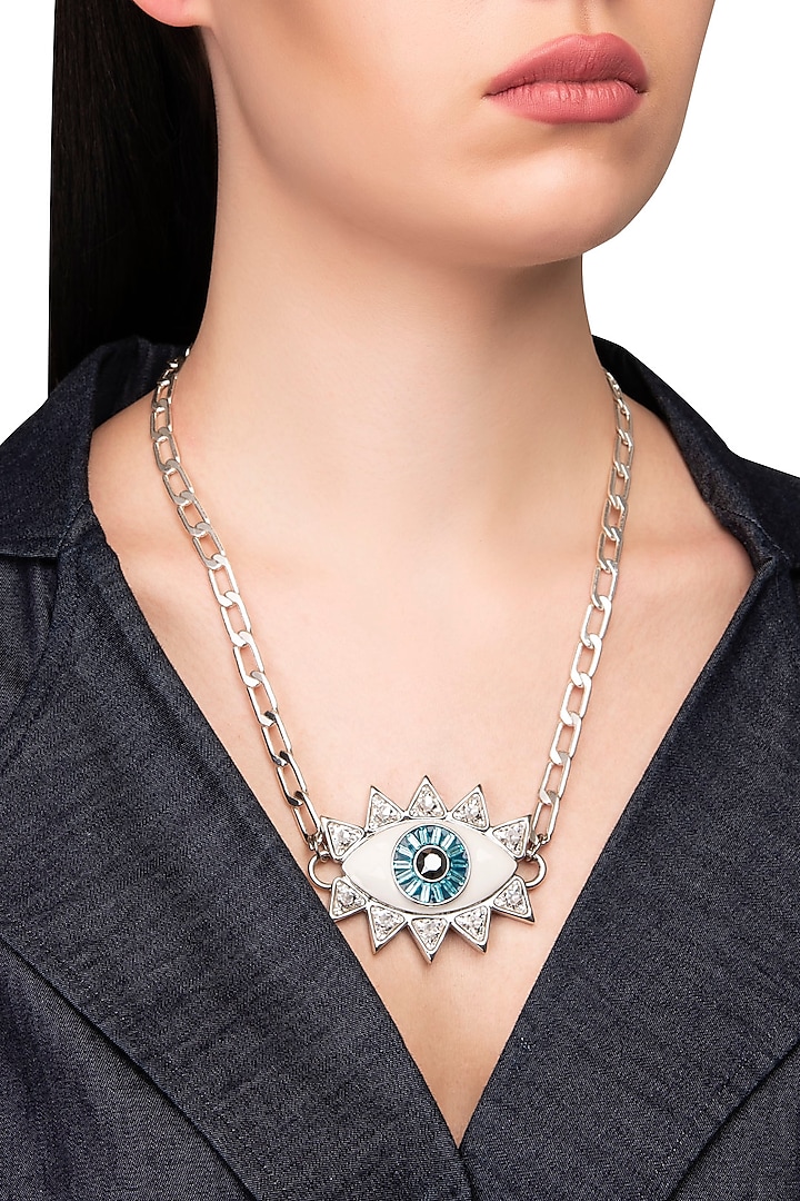 The Evil Eye Necklace with Silver Plating by Valliyan by Nitya Arora