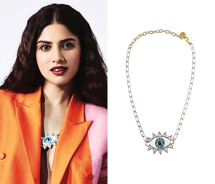 The Evil eye necklace with silver plating available only at Pernia's Pop Up Shop.