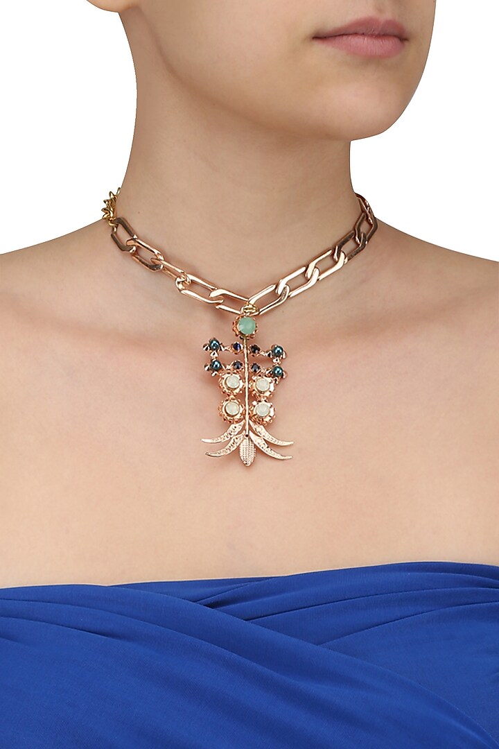 Rose Gold Ethnic Begum Copper Necklace by Valliyan by Nitya Arora