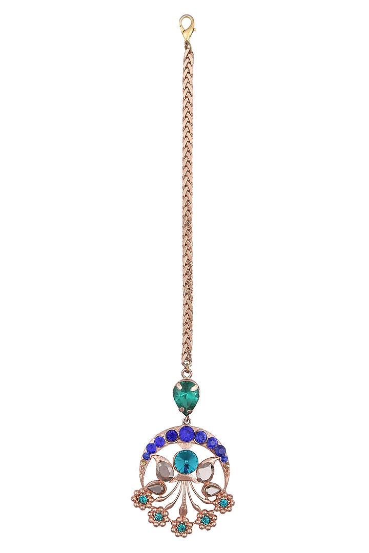 Valliyan by Nitya Arora presents Gold plated peacock Maang Tikka available only at Pernia's Pop Up Shop.