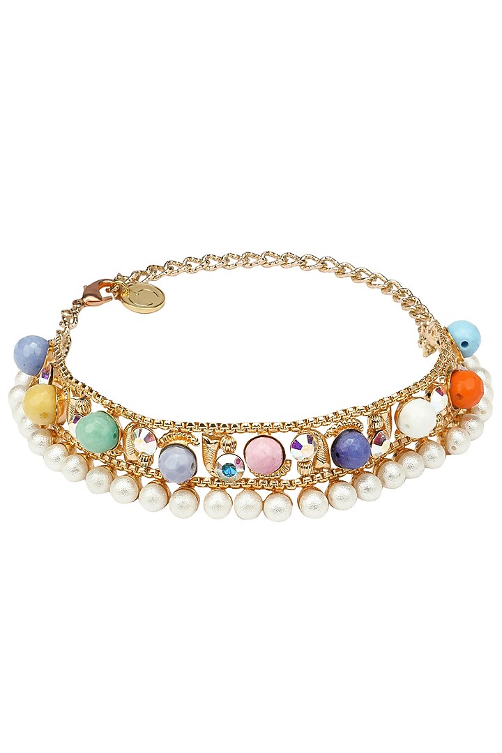 Valliyan by Nitya Arora presents Gold plated multicolor semi precious stone choker available only at Pernia's Pop Up Shop.
