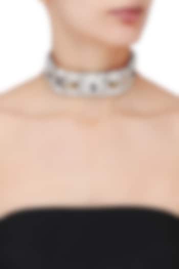 Gold Plated Black and Champagne Glass Stone Choker by Valliyan by Nitya Arora