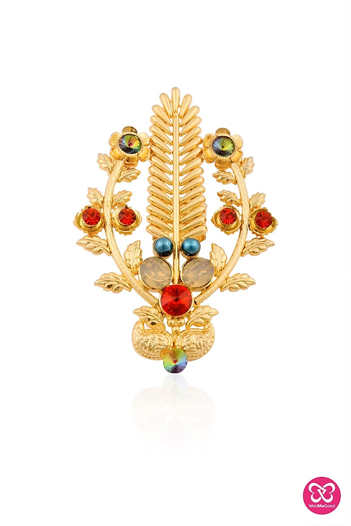 Vaaliyan by Nitya Arora presents Gold finish multicolor semi precious stone ring available only at Pernia's Pop Up Shop.