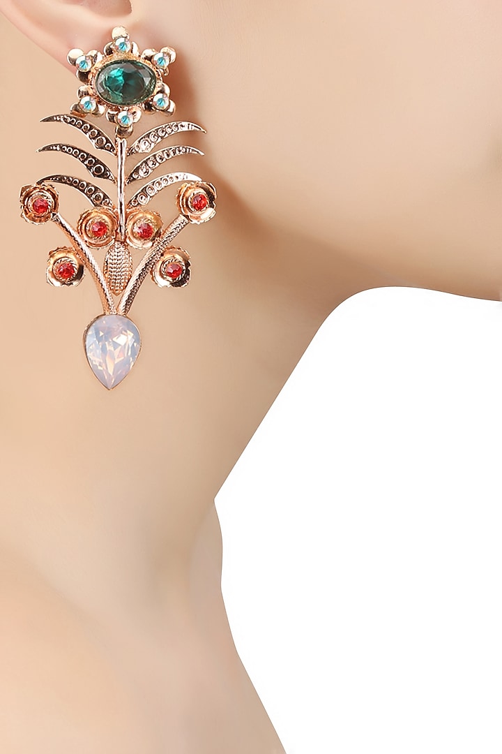 Rose Gold Plated Light Purple Stone Earrings by Valliyan by Nitya Arora