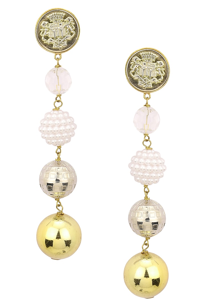 Gold plated pears and gold beads textured earrings available only at Pernia's Pop Up Shop.