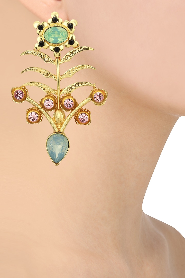 Rose Gold Plated Gulaab Earrings by Valliyan by Nitya Arora