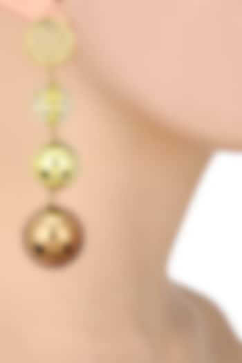 Rose Gold Plated Ball Dangler Earrings by Valliyan by Nitya Arora