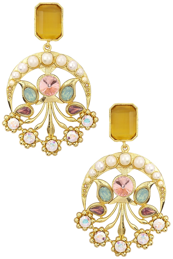 Gold plated mumtaaz earrings available only at Pernia's Pop Up Shop.