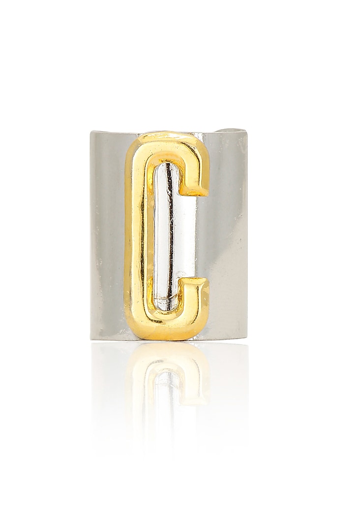 Gunmetal finish letter 'C' embossed adjustable ring available only at Pernia's Pop Up Shop.