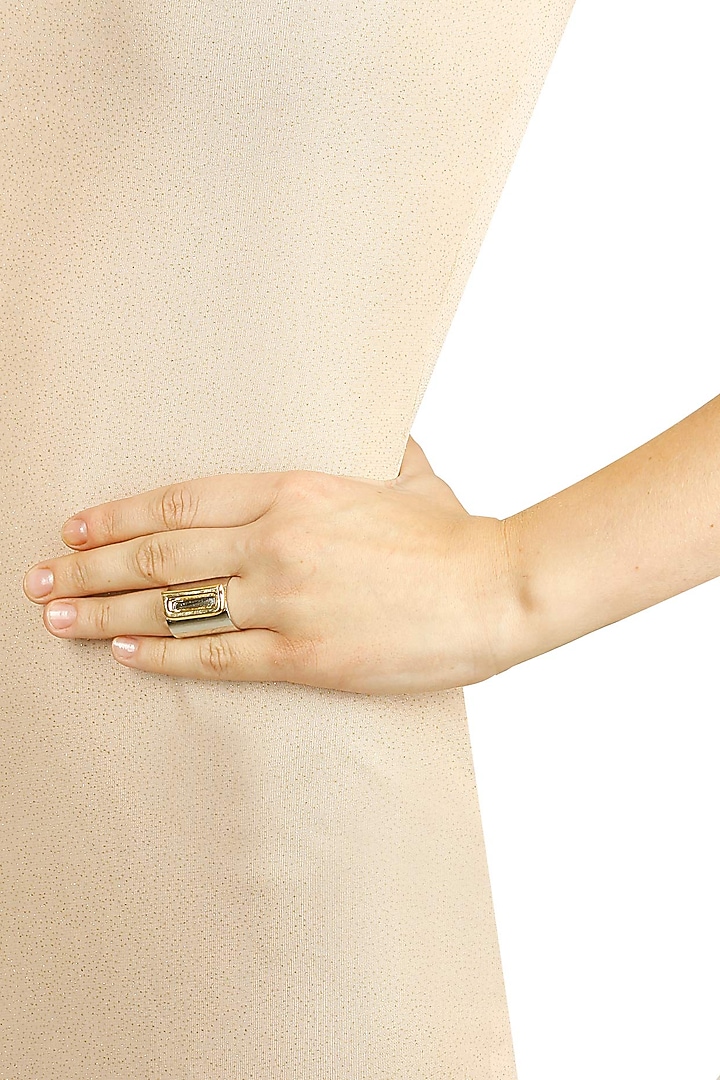 Gunmetal finish letter 'D' embossed adjustable ring available only at Pernia's Pop Up Shop.