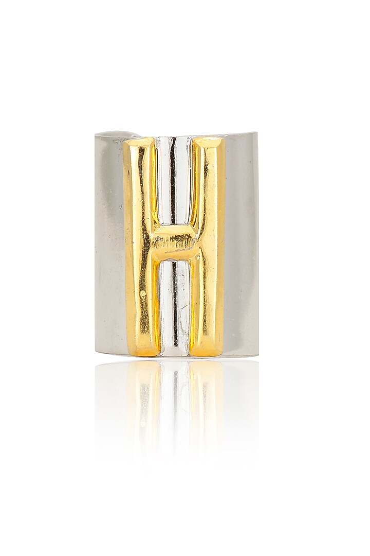 Gunmetal finish letter 'H' embossed adjustable ring available only at Pernia's Pop Up Shop.