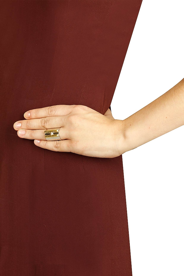 Gunmetal finish letter 'H' embossed adjustable ring available only at Pernia's Pop Up Shop.