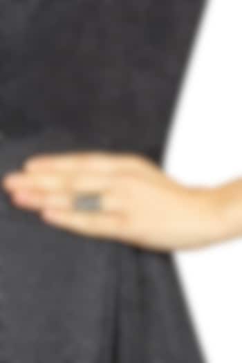 Gunmetal finish letter 'K' embossed adjustable ring available only at Pernia's Pop Up Shop.