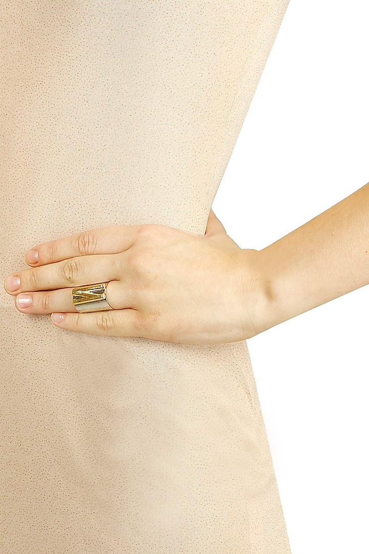 Gunmetal finish letter 'N' embossed adjustable ring available only at Pernia's Pop Up Shop.