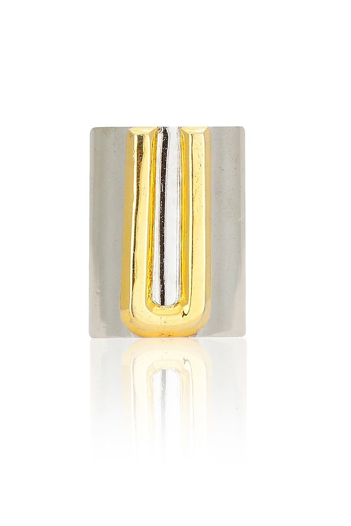 Gunmetal finish letter 'U' embossed adjustable ring available only at Pernia's Pop Up Shop.