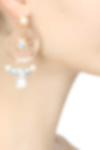 Rose gold plated pearl and stone round jaal earrings available only at Pernia's Pop Up Shop.