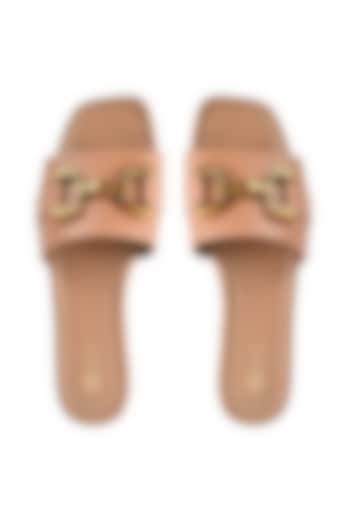 Tan Leather Flats by VANILLA MOON at Pernia's Pop Up Shop