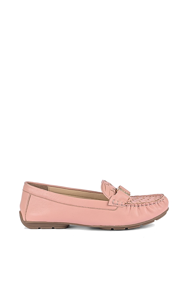 Pink Leather Moccasin Shoes by VANILLA MOON at Pernia's Pop Up Shop