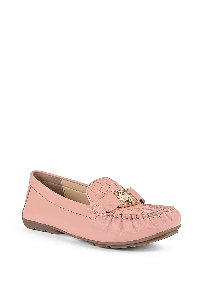 Pink Leather Moccasin Shoes by VANILLA MOON at Pernia's Pop Up Shop