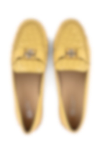 Yellow Leather Moccasin Shoes by VANILLA MOON