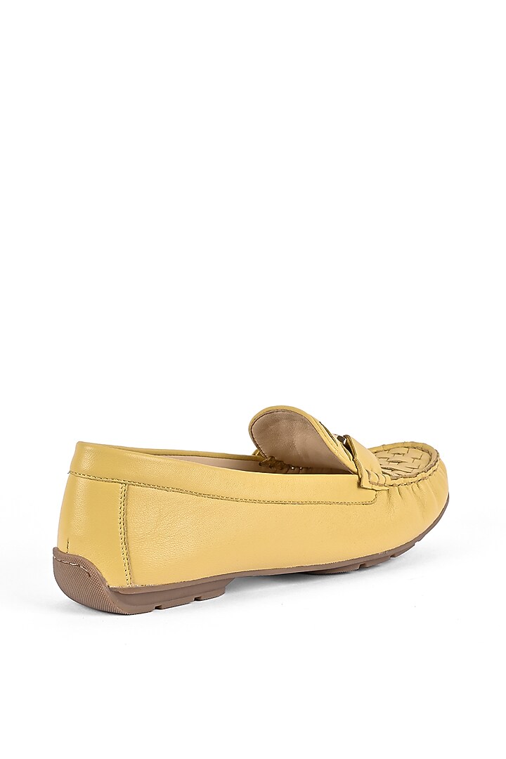 Yellow Leather Moccasin Shoes by VANILLA MOON at Pernia's Pop Up Shop