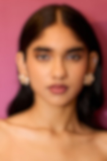 Gold Plated Moissanite Stone Floral Stud Earrings In Sterling Silver by Varq Jewels at Pernia's Pop Up Shop