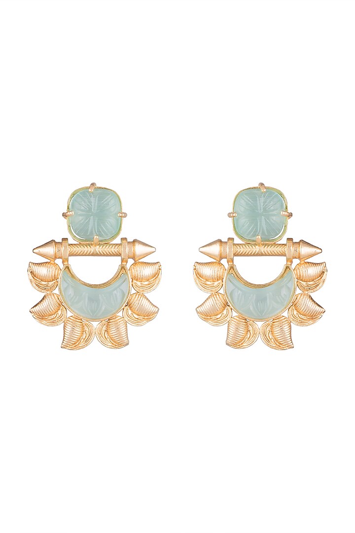 Gold Finish Faux Turquoise Blue Earrings 2023