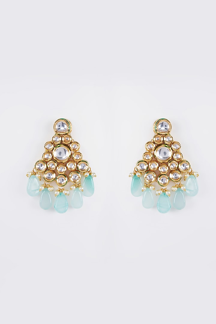 Gold Finish Kundan Polki Necklace Set by VASTRAA Jewellery at Pernia's Pop Up Shop