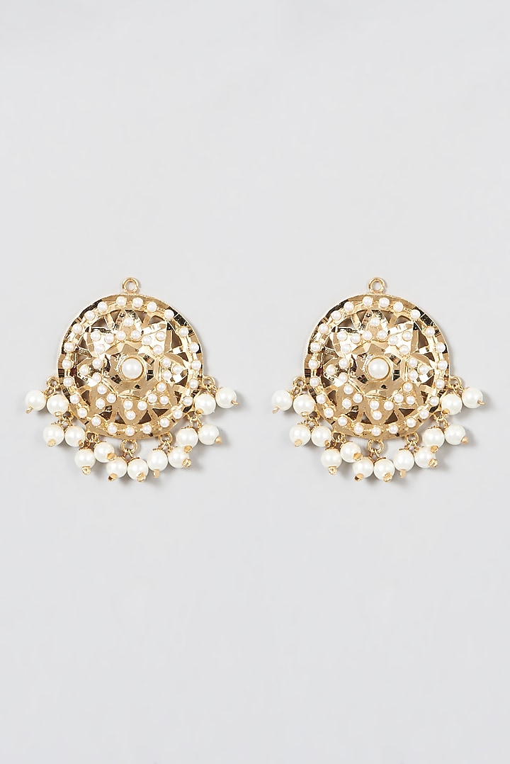 Gold Finish Beaded Stud Earrings by VASTRAA Jewellery at Pernia's Pop Up Shop